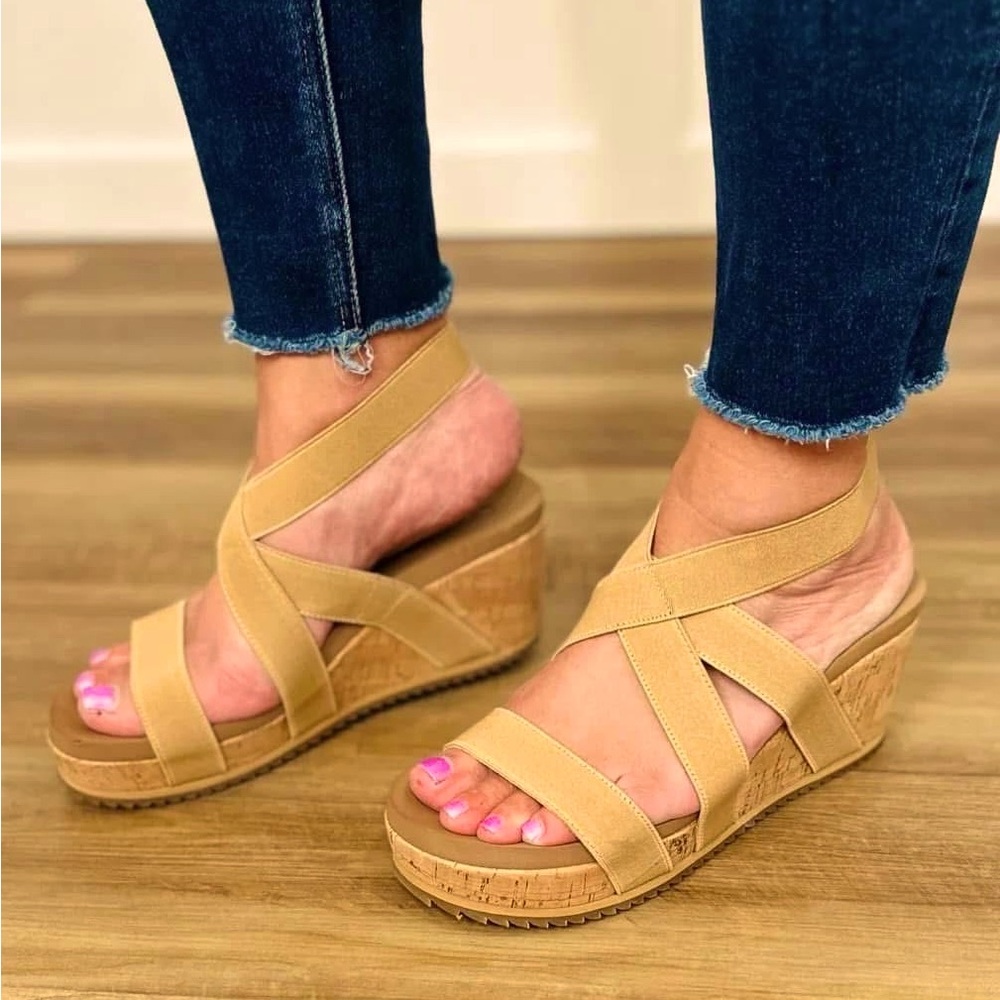 Corky’s Women's Tan Wedge Sandals